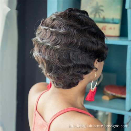 Most Popular Hair Texture 100 Percent Authentic Human Hair Brazilian Pixie  Short Curly Hair Wigs